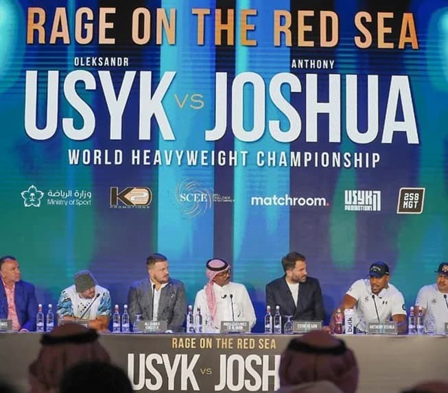 Rage on the Red Sea — Press conference stage with a panel of speakers